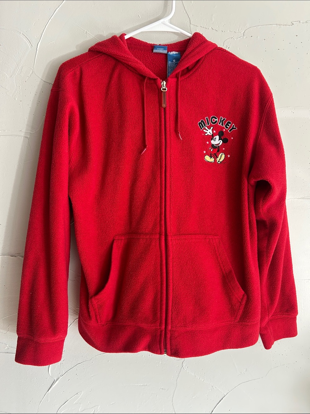 Vintage Disney Red Mickey Mouse Fleece Zip Hoodie